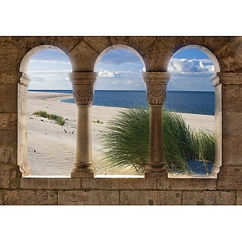 View of Sand Dunes through Stone Arches