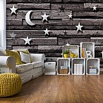 3d stjärnor och mån trä plank textur grå fot fototapet 3d stjärnor och mån trä plank textur grå fot fototapet