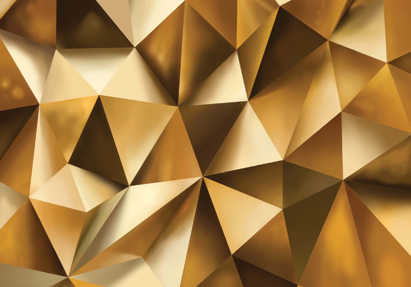 3d polygon textur guld fototapet 