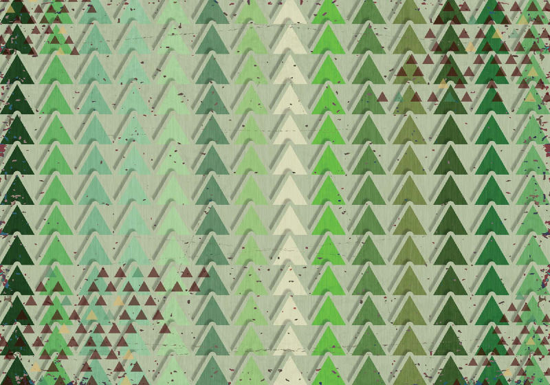 Triangelmönster grönt fototapet 