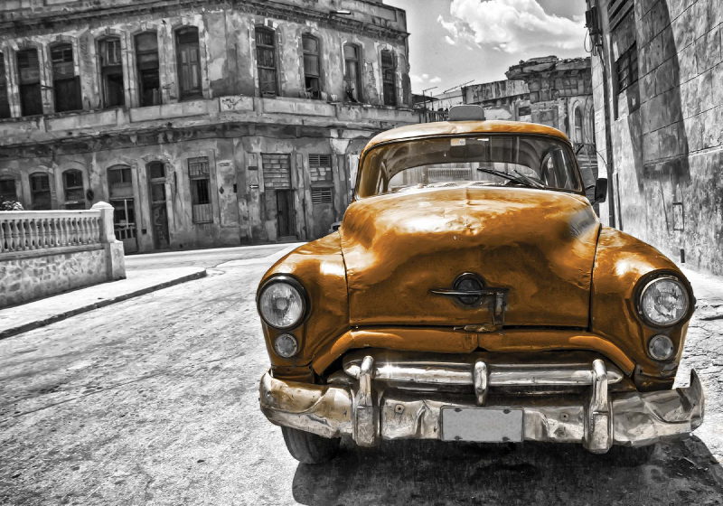 Vintage bil Kuba Havana gul fototapet